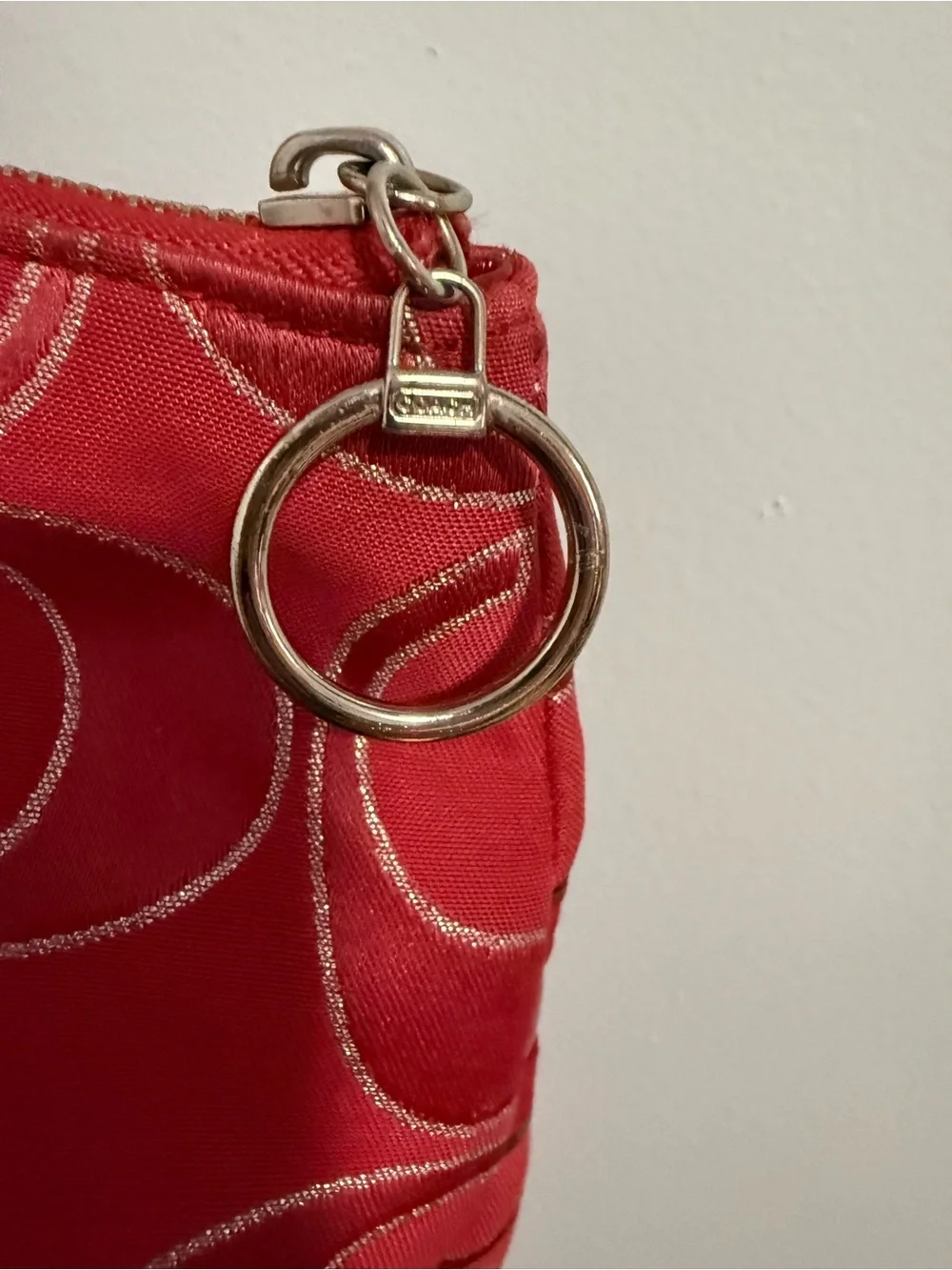 Coach Poppy Red Signature Shoulder Tote with silver tone Hardware!
